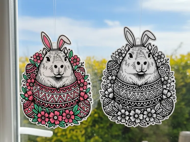 Capybara / Wasserschwein Oster-Fensterbild