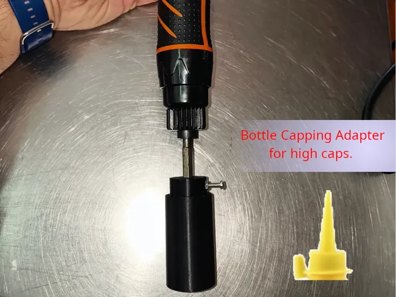 Bottle capping adapter for electric screw driver.