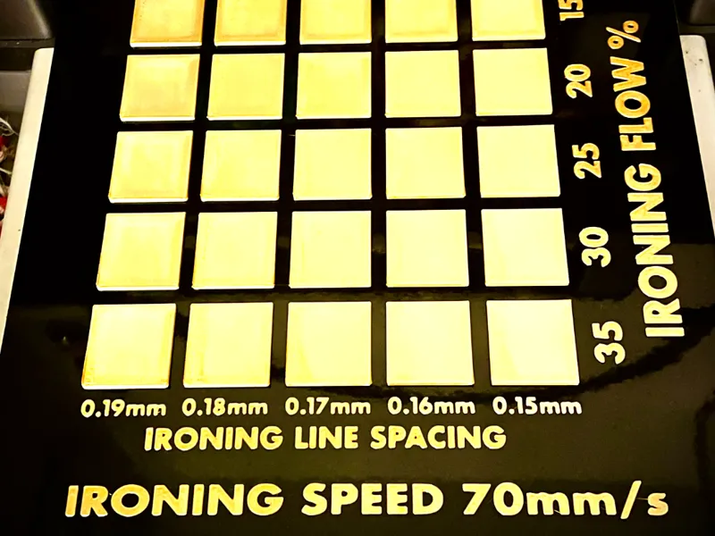 Ironing flow calibration test Flow rate + spacing