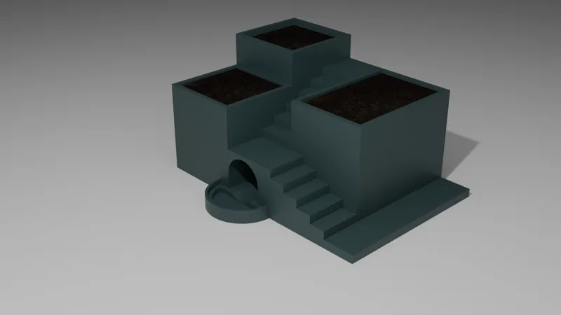 Planter with stairs + drain pool
