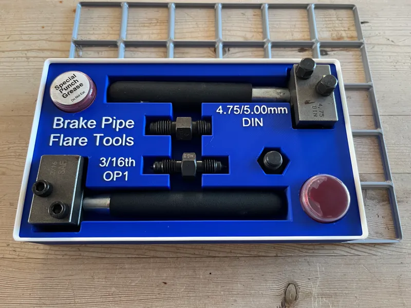 Brake pipe flare tooling gridfinity