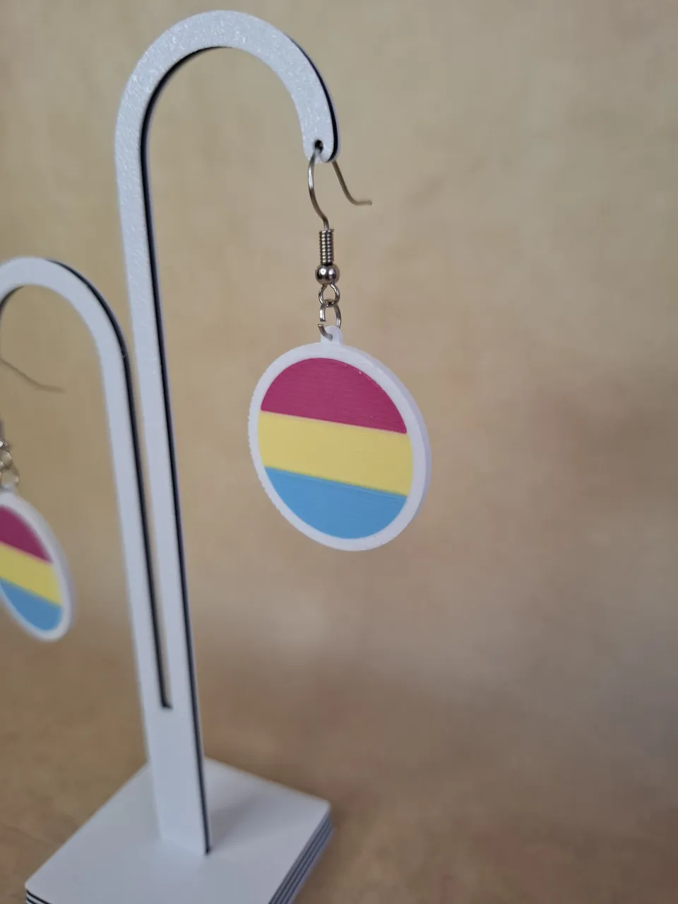 Pansexual Pride Circle Earrings – 3D Printable view 2