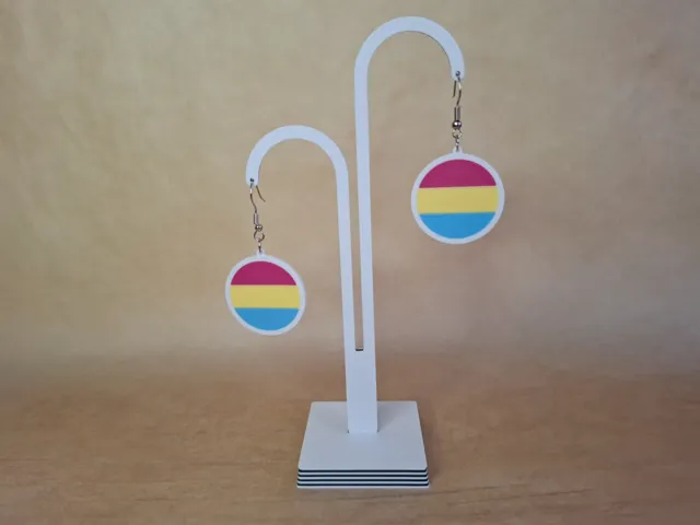 Pansexual Pride Circle Earrings – 3D Printable