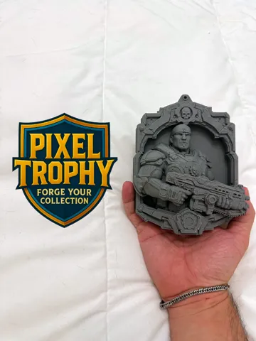 Modelo para impresión 3D: Pixel Trophy - Marcus Fenix (Gears of War) — vista de referencia 2