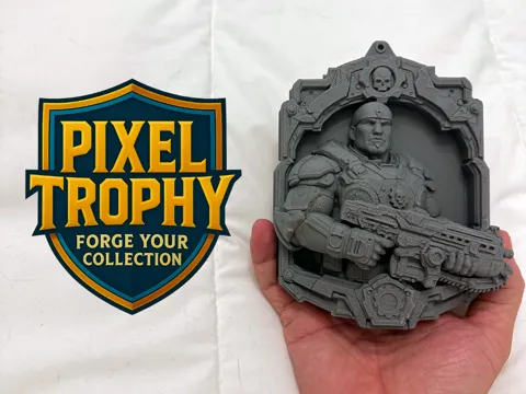 Modelo para impresión 3D: Pixel Trophy - Marcus Fenix (Gears of War) — referencia de MakerWorld