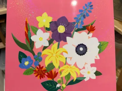 Eight-color stacked flower artwork