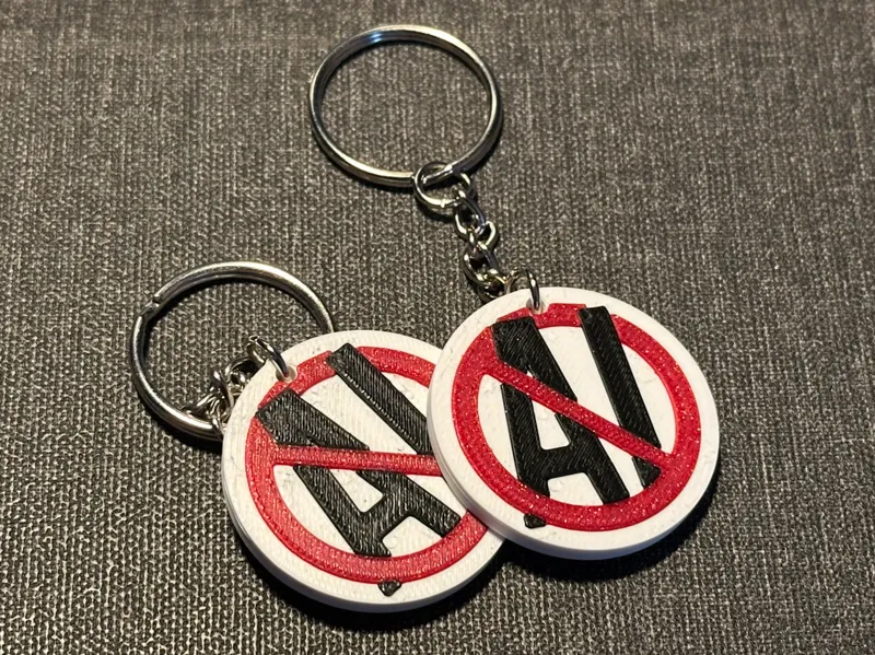 AI-free zone keychain