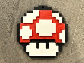 8-Bit Mario Mushroom Keychain