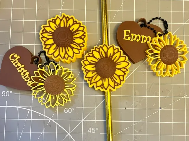 Sunflower straw topper & keychain set