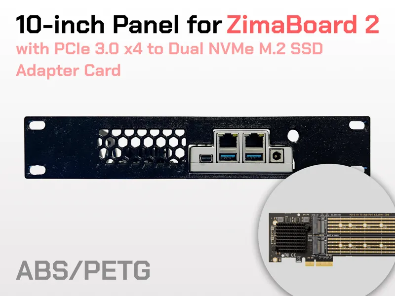 ZimaBoard 2 10” rack & PCIe Dual NVME M.2 SSD Card