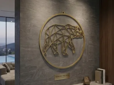 Low Poly - Geometric Bear Wall Decoration - Art
