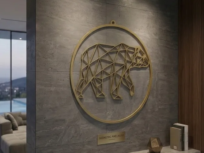 Low Poly - Geometric Bear Wall Decoration - Art