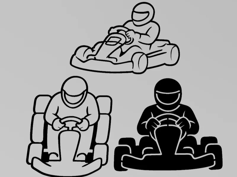 Gokart wallart silhouette karting decoration race