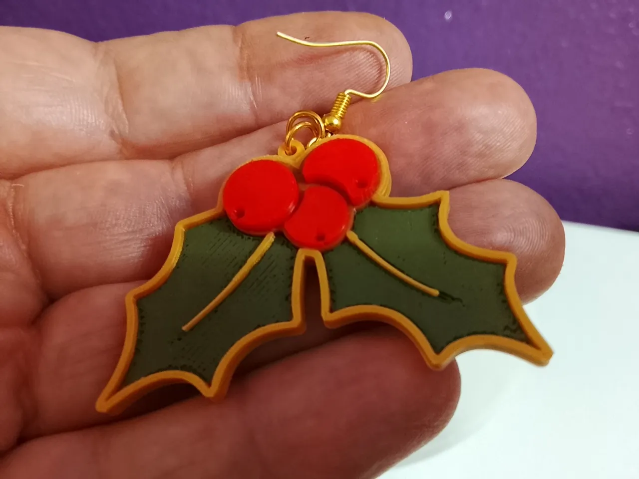 Pendientes navideños hojas de acebo view 2