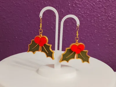 Christmas holly leaf earrings