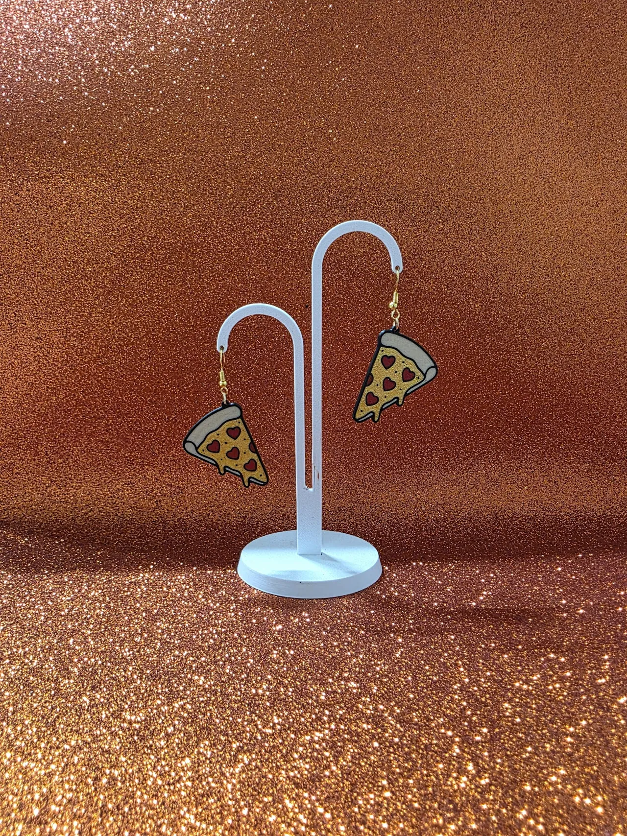 Pizza in love earrings view 3