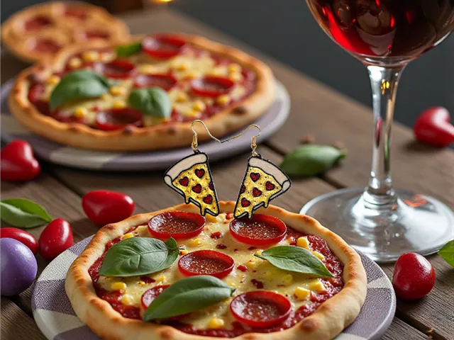 Pizza in love earrings