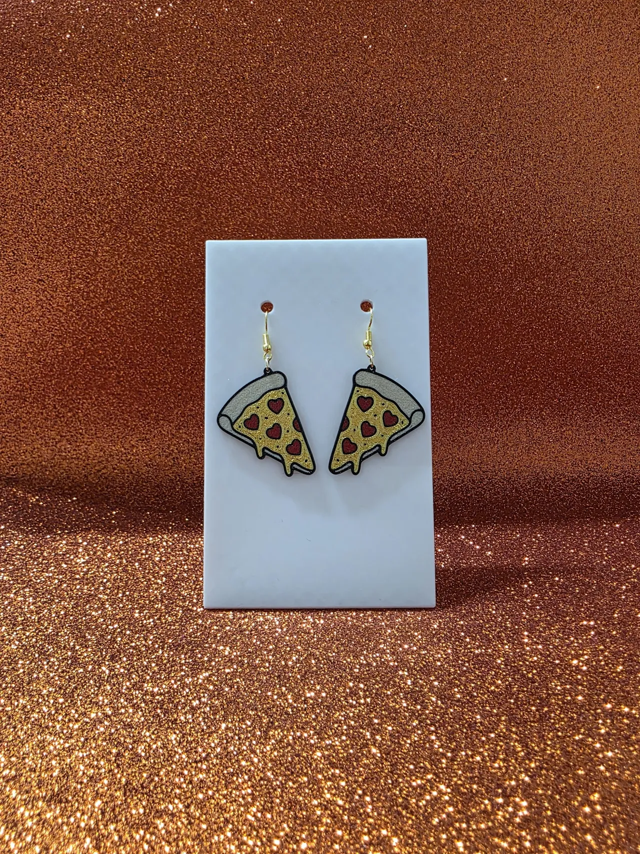 Pizza in love earrings view 2