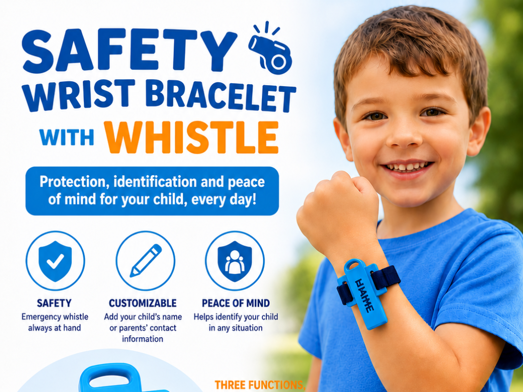 Safety wrist whistle for kids