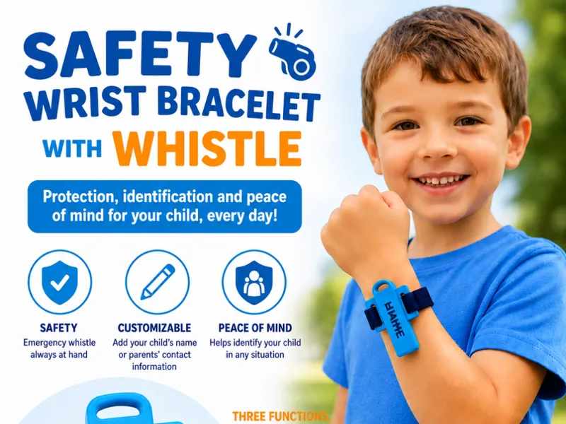 Safety wrist whistle for kids