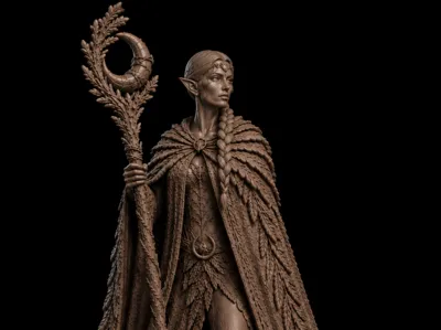 Half-Elf Moon Druid - supportfree DnD Mini