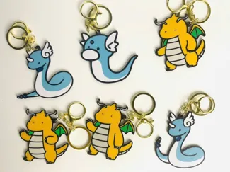 Dratini, Dragonair, Dragonite Pokemon Keychain