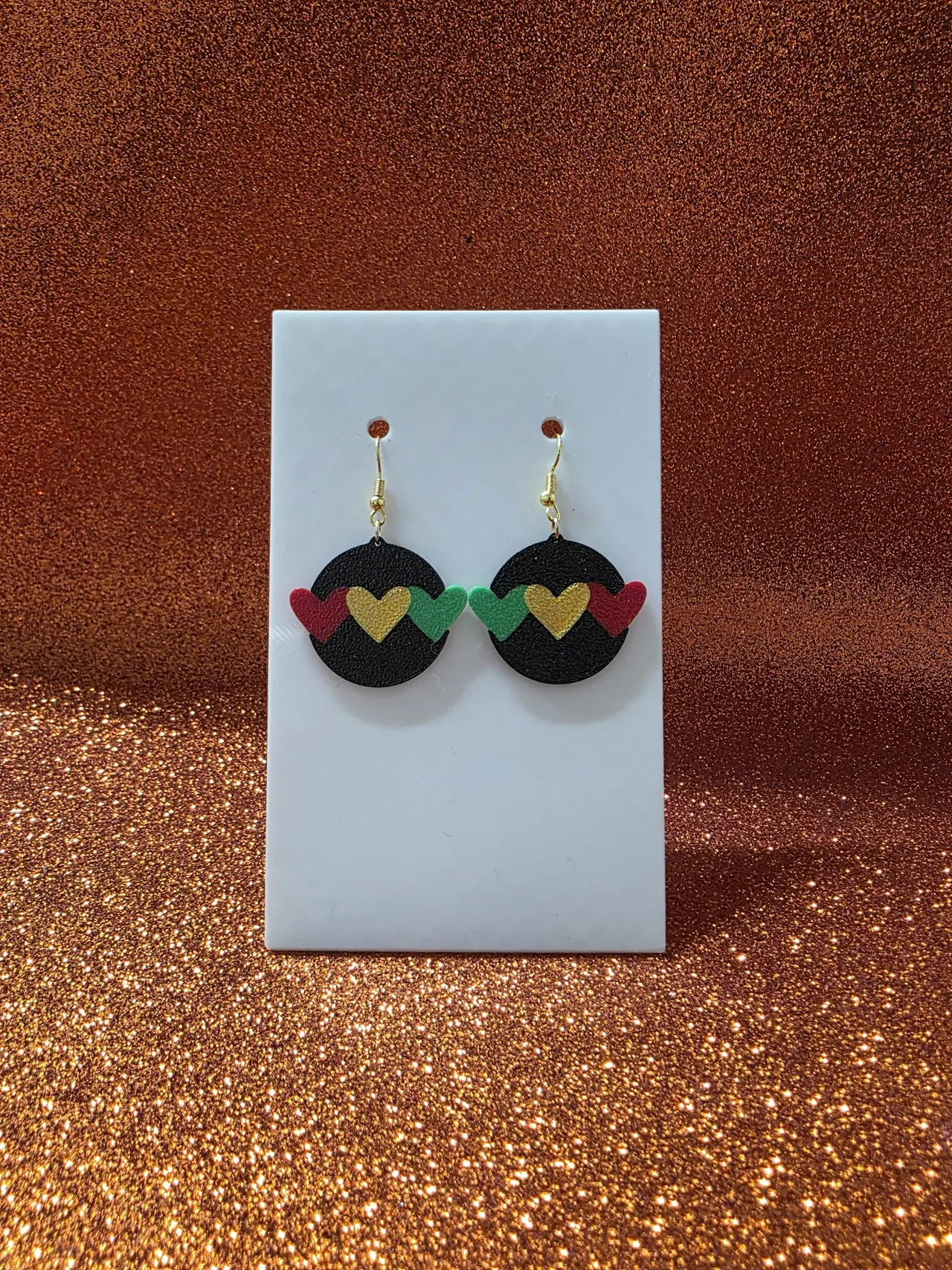 Pan-African hearts earrings view 2