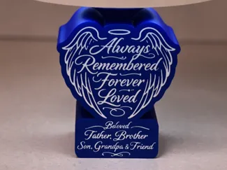 Memorial Lithophane Angel Wings Lamp Base Only