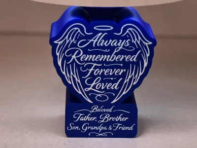 Memorial Lithophane Angel Wings Lamp Base Only