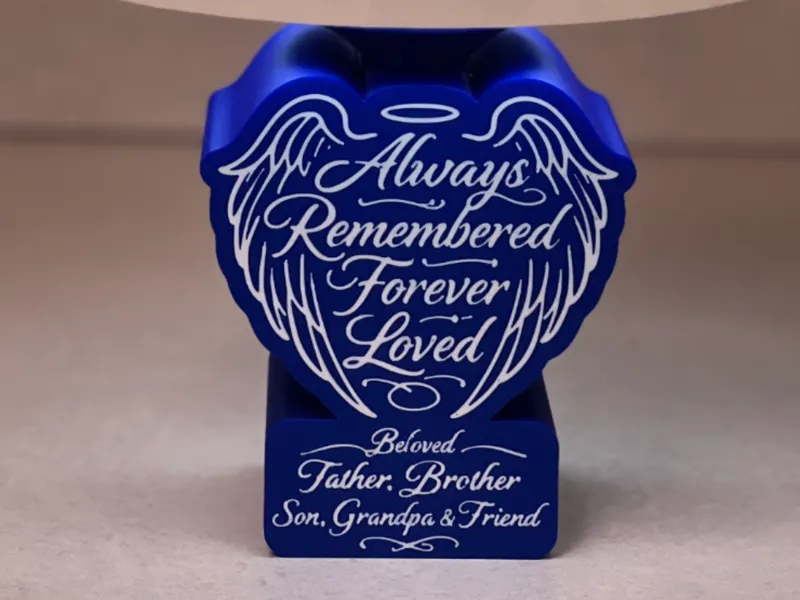 Memorial Lithophane Angel Wings Lamp Base Only