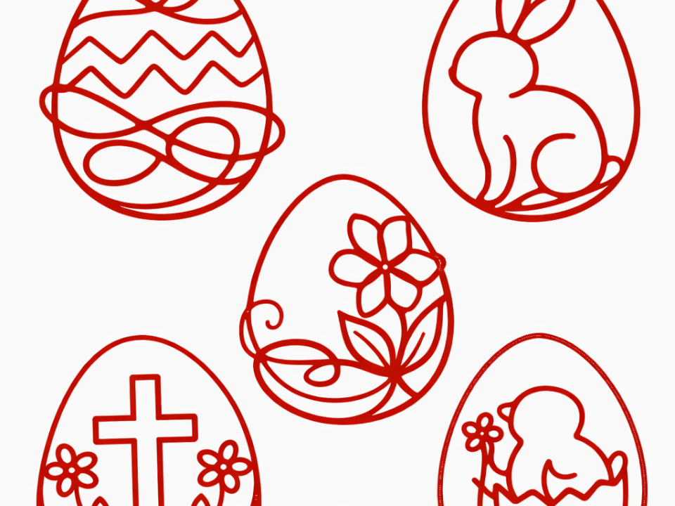 Easter Egg Wall Art Set – Line Design
