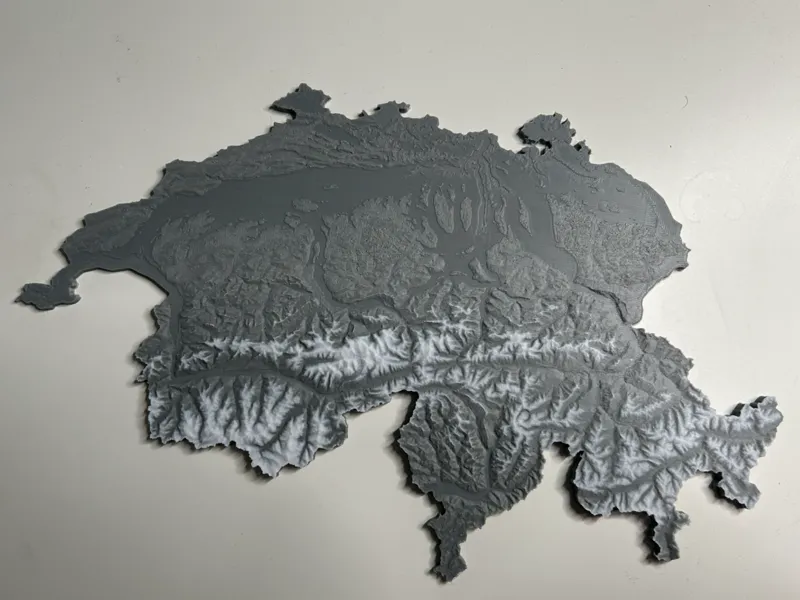 Switzerland 3D Map Dual Colors 
