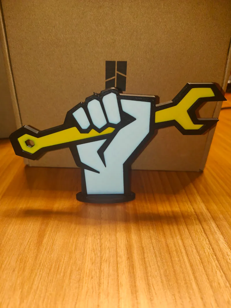 Mechanical logo with stand