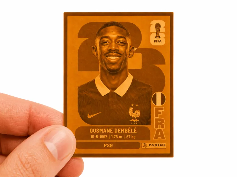 Figurita 3D de Ousmane Dembele (Album Panini 2026)