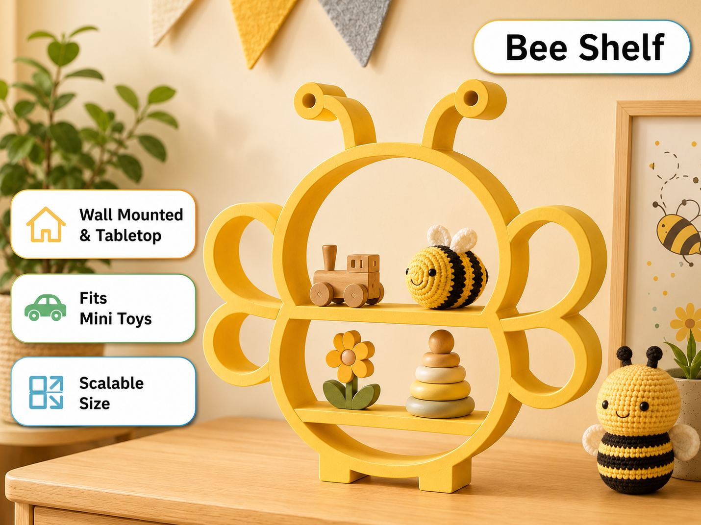 Bee Shelf Buddy – Wall & Tabletop