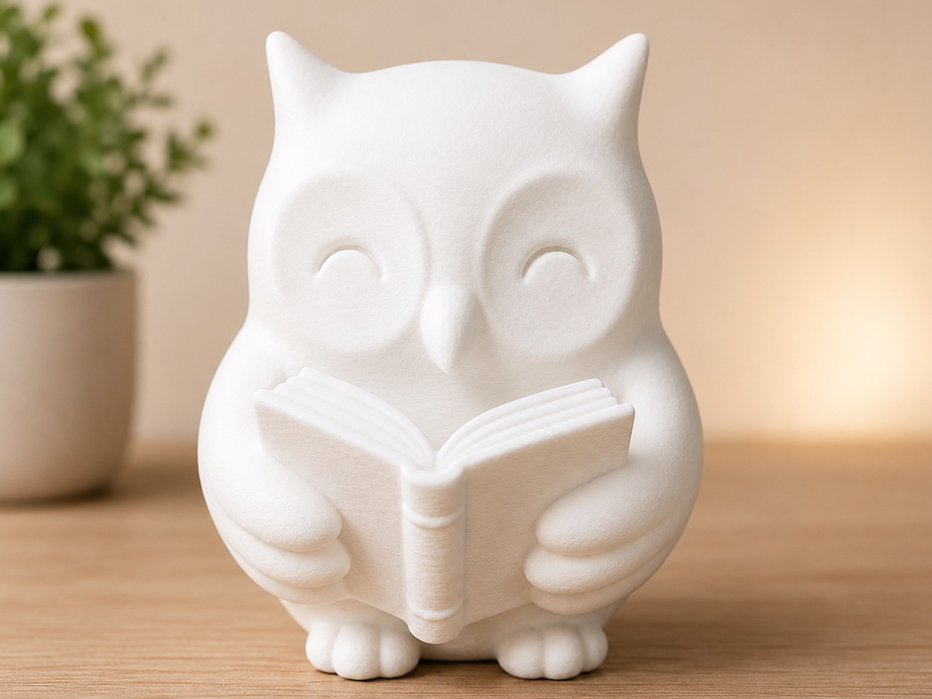 Adorable Reading Owl  – Minimalist Desk Buddy