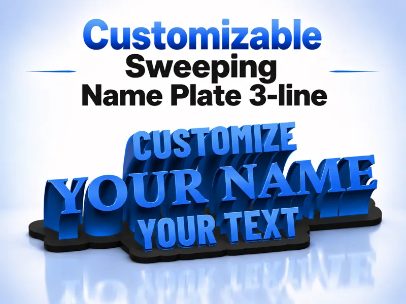 Parametric 3-line Sweeping Customizable Name Plate