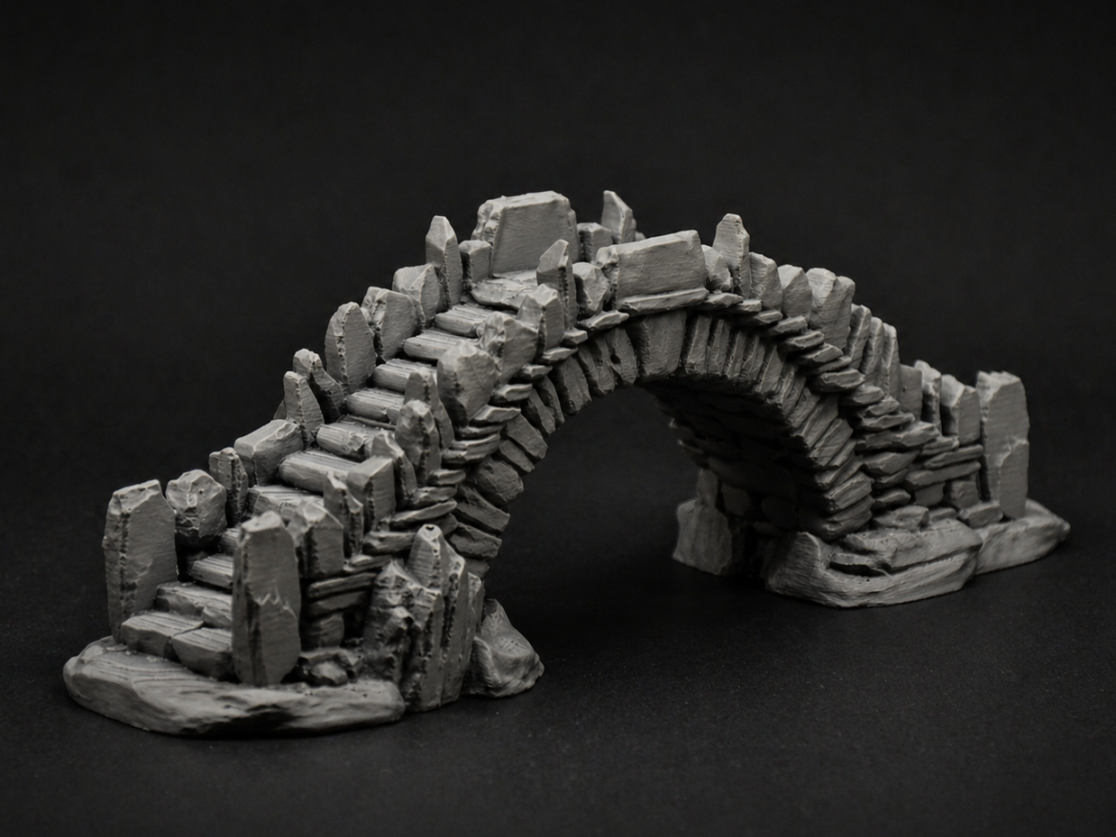 Old Forest Stone Bridge - DND Miniature Terrain 