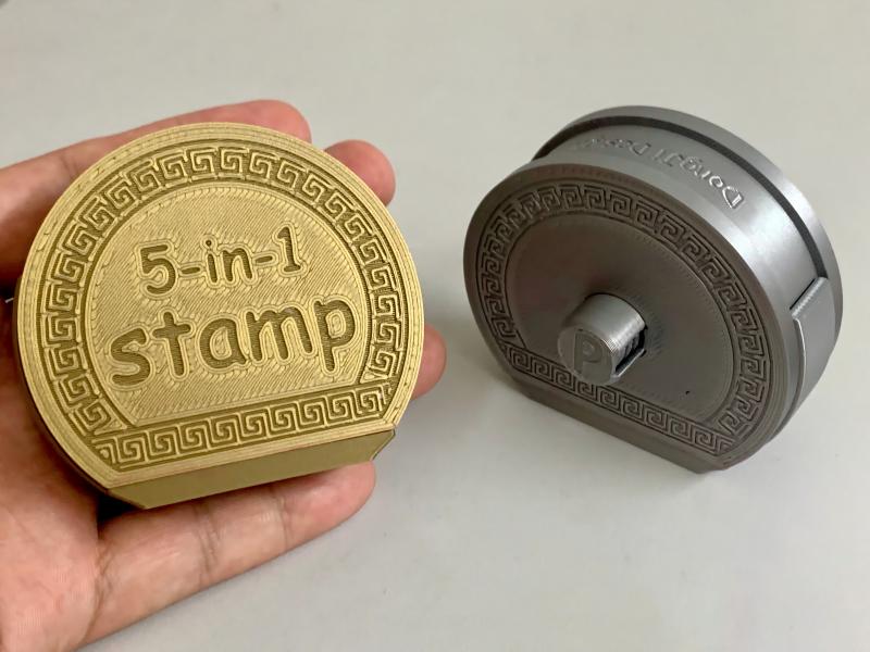 Miniatura 1 do modelo 3D 5合1多面自动旋转印章-家长老师学生批改作业盖章专用