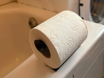 Toilet roll holder for standing (to be glued)