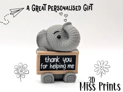 Knitted Elephant " A Personalised Gift" (No.5)