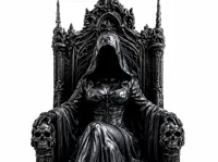 Gothic Thron-Statue mit Kapuzenfigur