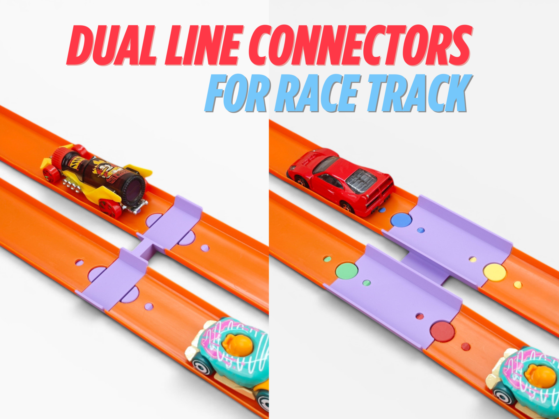 Wide Dual Lane Racing Track Connector toy car
