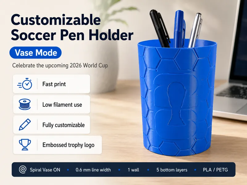 Customizable Soccer Pen Holder (Vase Mode)
