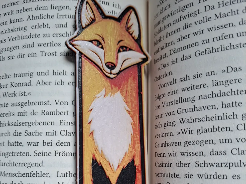 HueForge Fox Bookmark 13,5x4cm