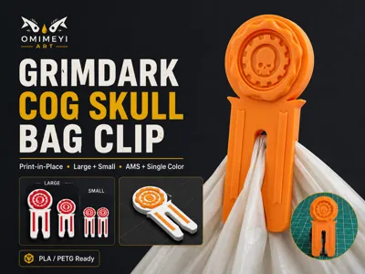 Wargaming Grimdark Cog Skull Hobby Bag Clip