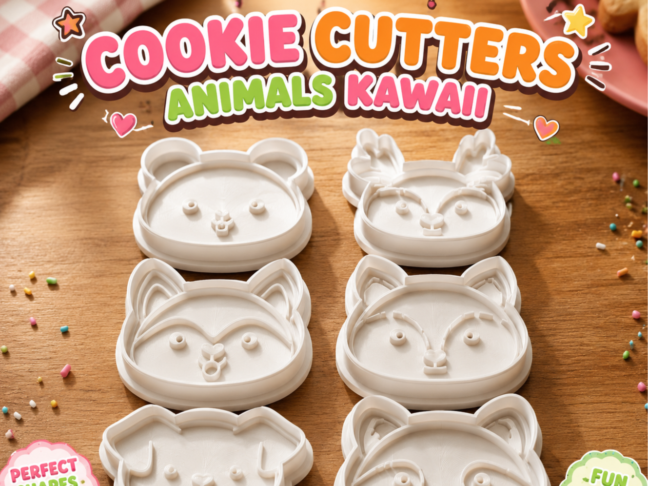 Animals kawai cookie cutters+stamps