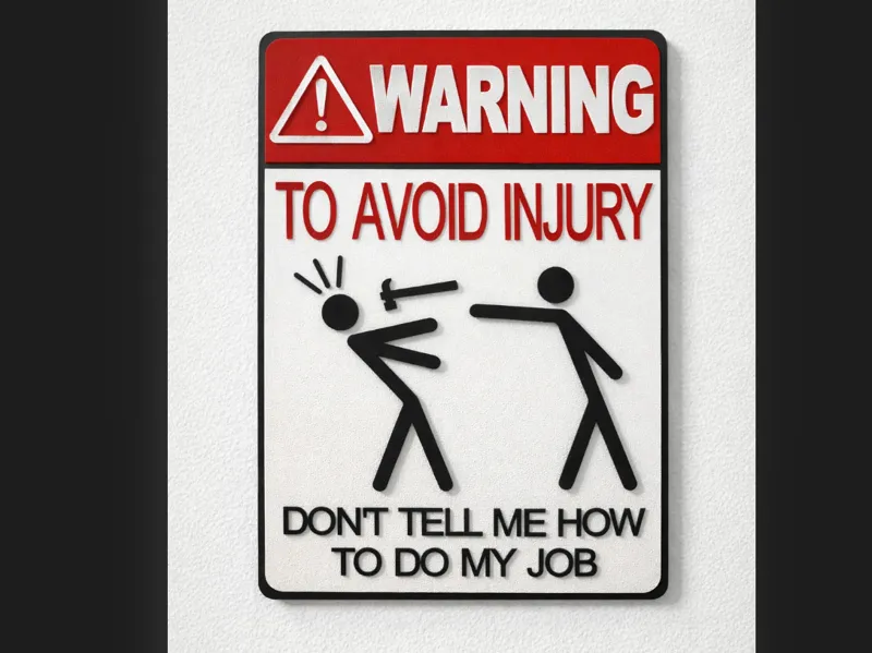 Warning Sign – “Don’t Tell Me How To Do My Job”