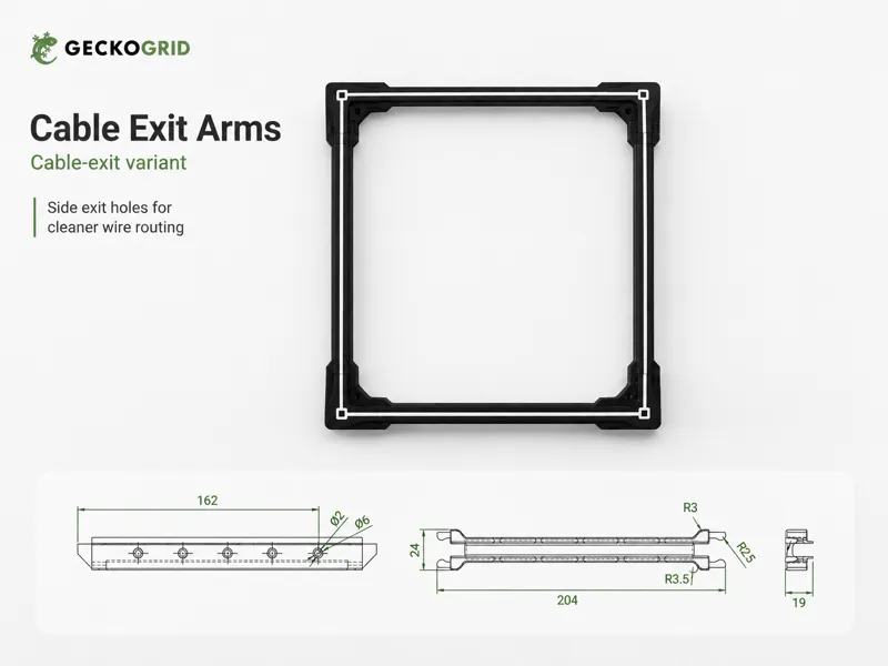 GeckoGrid Cable Exit Arms
