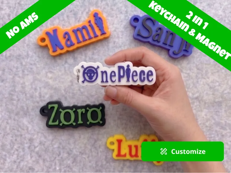 One Piece Font customizable name keychain/magnet
